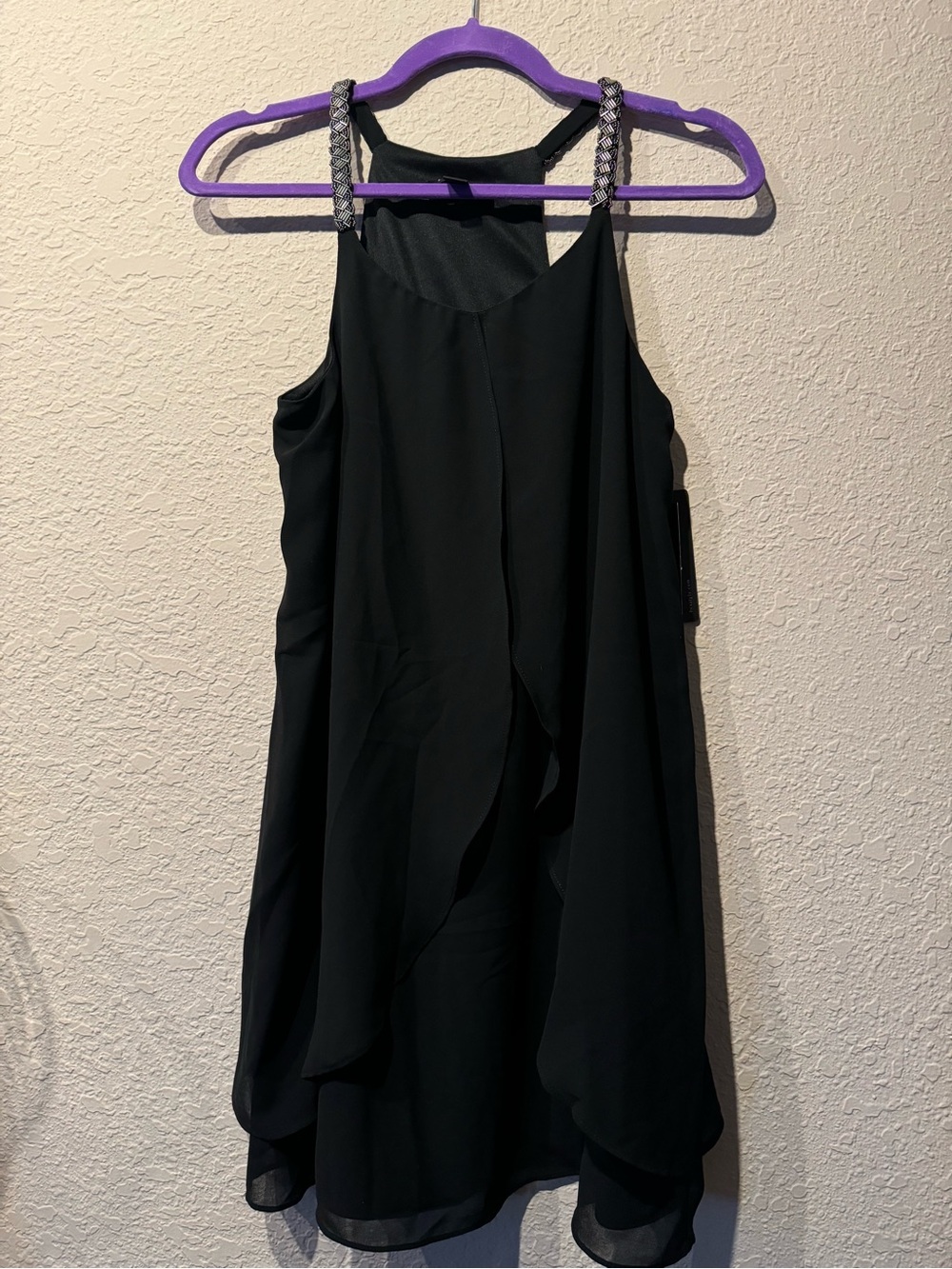 Y2K BCX Black Braided-Strap Mini Dress